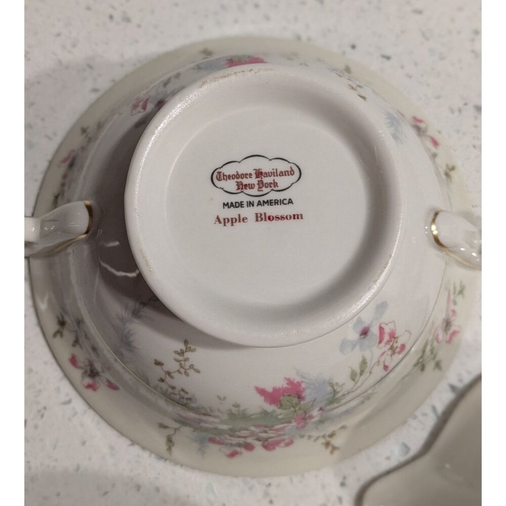 Vintage Theodore Haviland Apple Blossom Cream Sugar Set - Picture 5 of 16